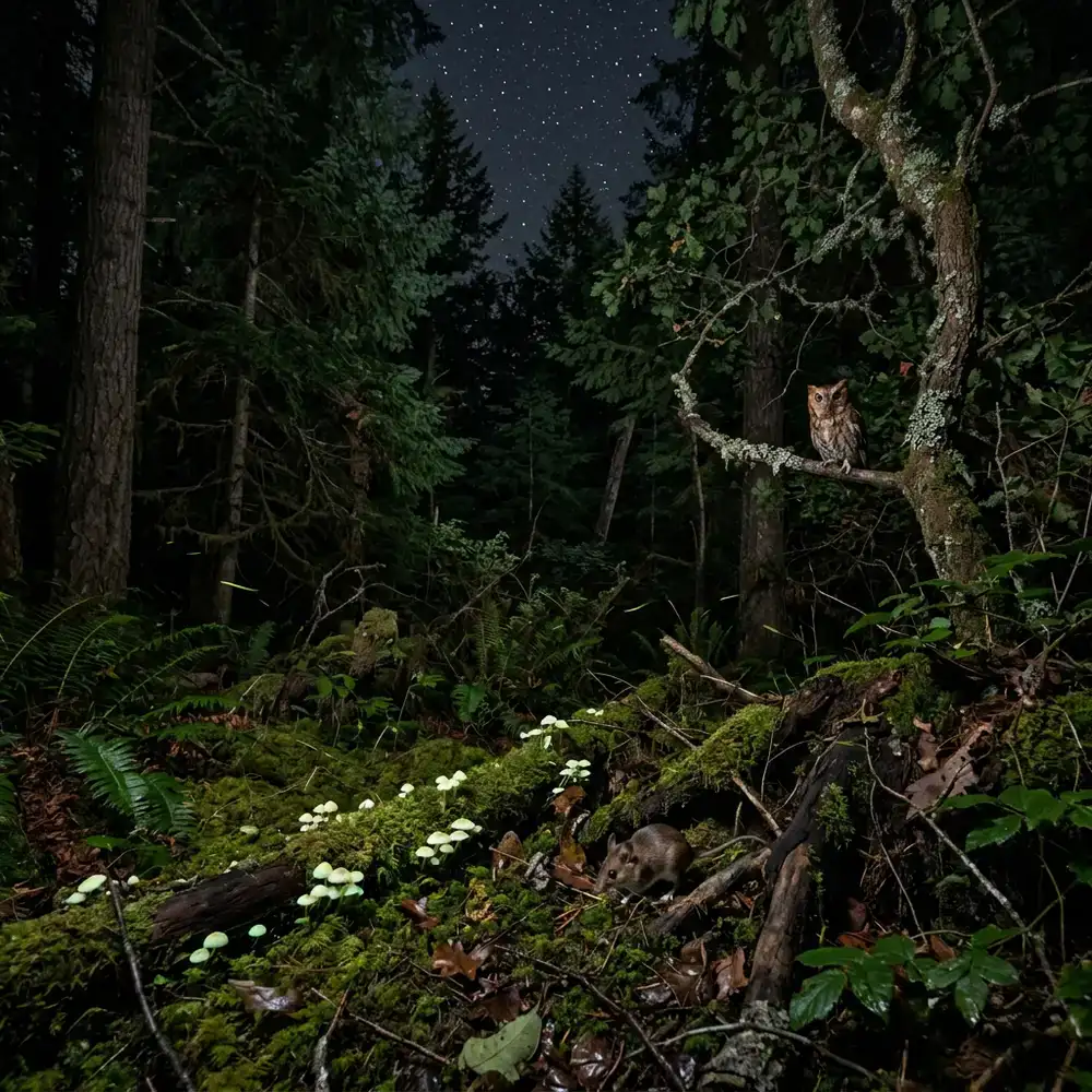 Nocturnal forest ecosystem