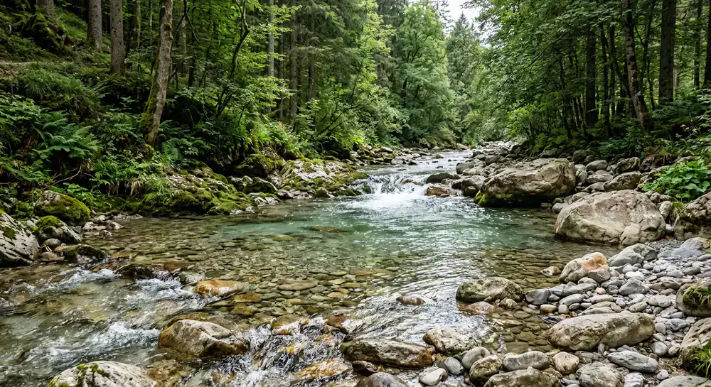 Pristine natural stream for river bathing