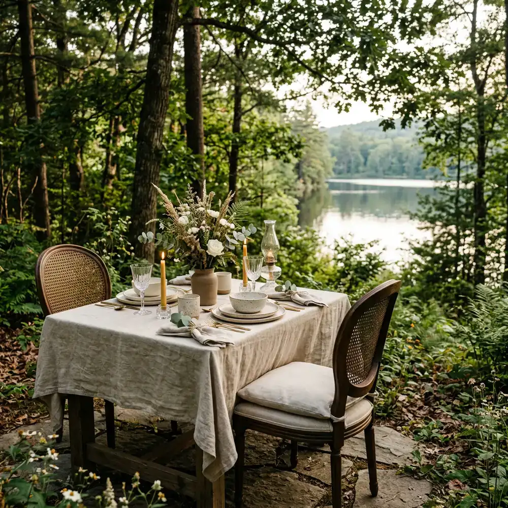 Private elegant dining set in nature