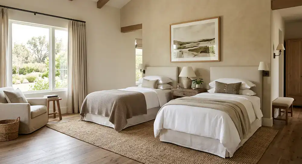 Spacious family suite with twin beds