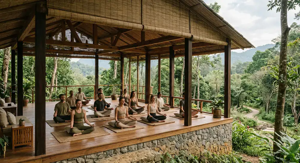Open-air meditation and wellness pavilion